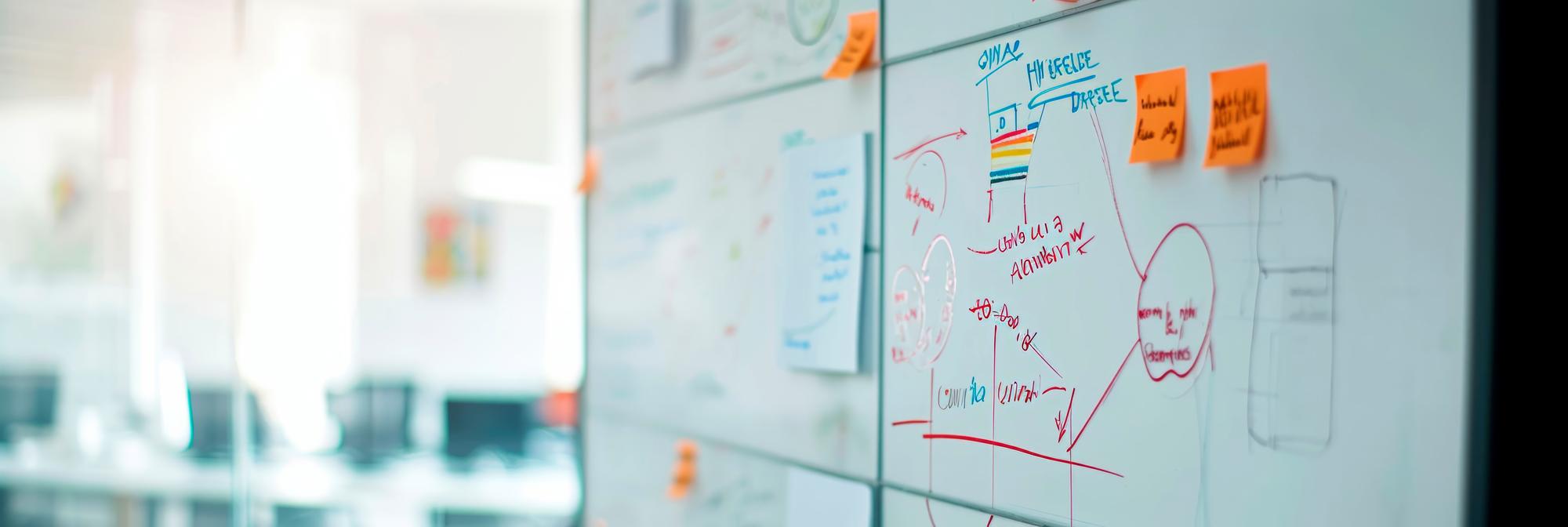 Strategie-Whiteboard mit Notizen